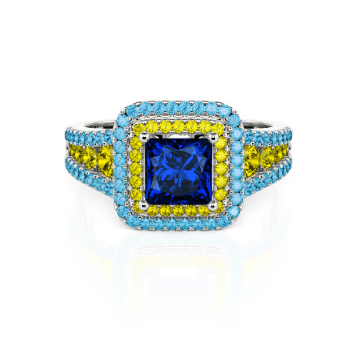 Jeulia Halo Princess Cut Ring