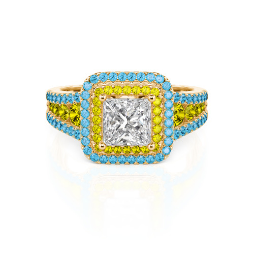 Jeulia Halo Princess Cut Ring