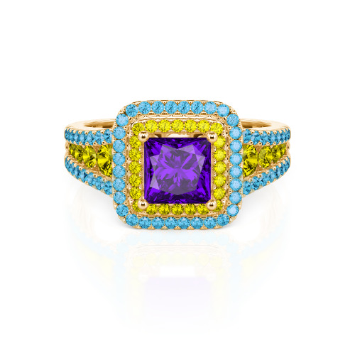 Jeulia Halo Princess Cut Ring