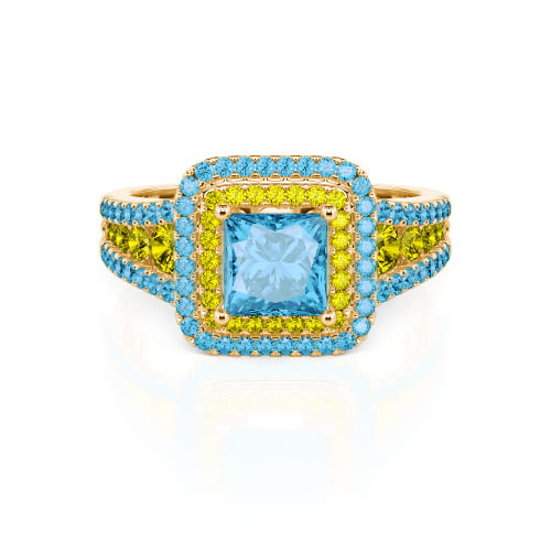 Jeulia Halo Princess Cut Ring