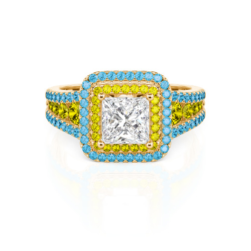 Jeulia Halo Princess Cut Ring