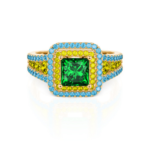 Jeulia Halo Princess Cut Ring