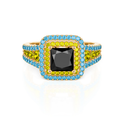 Jeulia Halo Princess Cut Ring