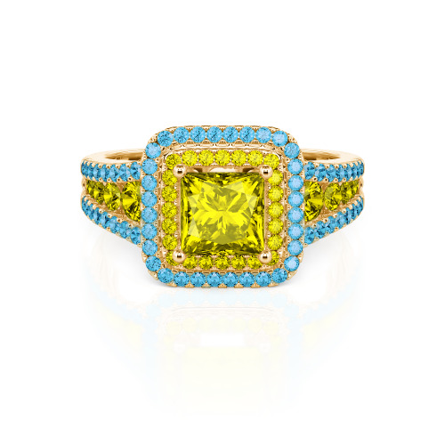 Jeulia Halo Princess Cut Ring