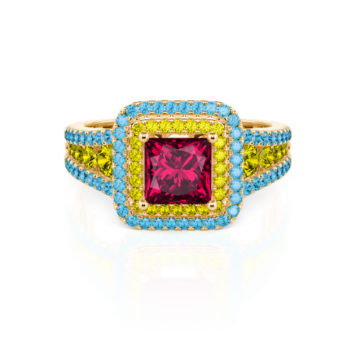Jeulia Halo Princess Cut Ring