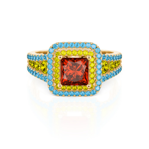 Jeulia Halo Princess Cut Ring