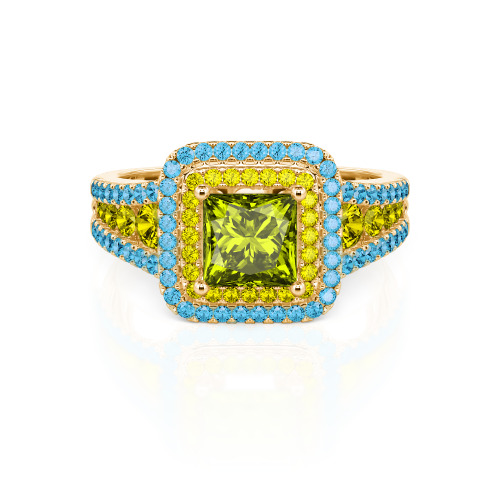 Jeulia Halo Princess Cut Ring