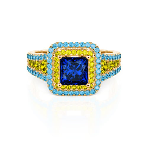 Jeulia Halo Princess Cut Ring