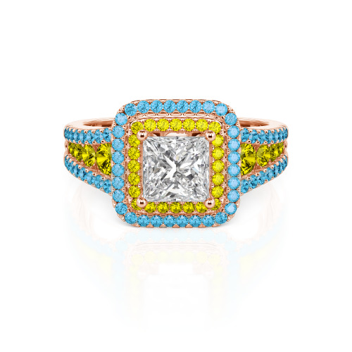 Jeulia Halo Princess Cut Ring