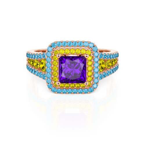 Jeulia Halo Princess Cut Ring