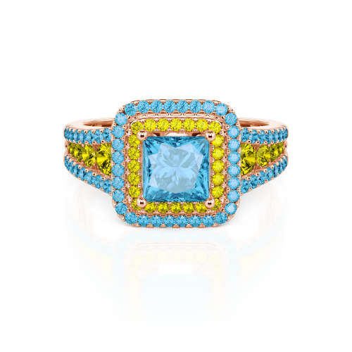 Jeulia Halo Princess Cut Ring