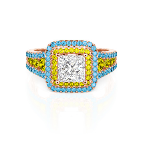 Jeulia Halo Princess Cut Ring