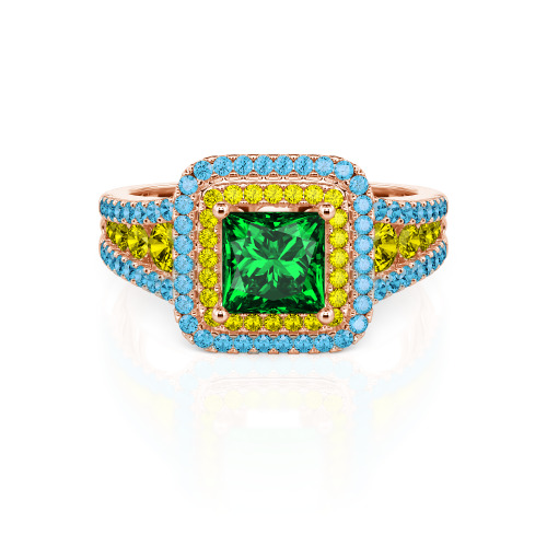 Jeulia Halo Princess Cut Ring