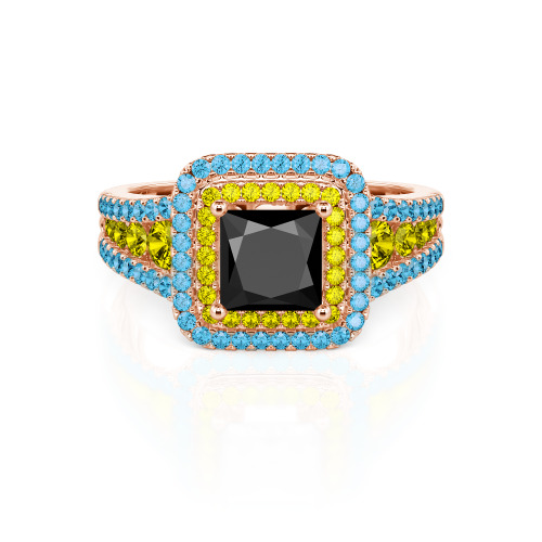 Jeulia Halo Princess Cut Ring