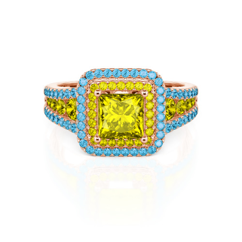 Jeulia Halo Princess Cut Ring