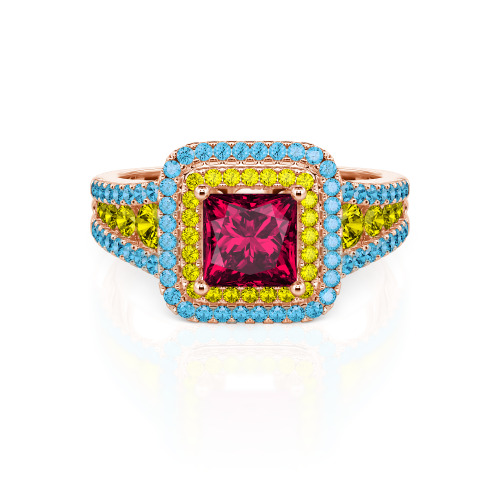 Jeulia Halo Princess Cut Ring