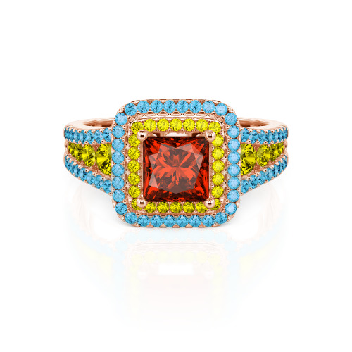 Jeulia Halo Princess Cut Ring