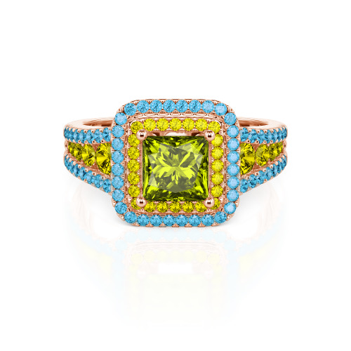 Jeulia Halo Princess Cut Ring