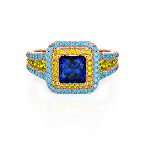 Jeulia Halo Princess Cut Ring