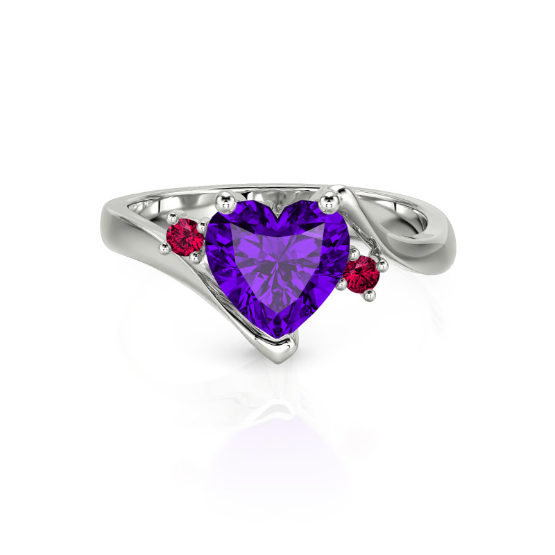 Jeulia Bypass Drei Steine Herzschliff Sterling Silber Personalisiert Ring