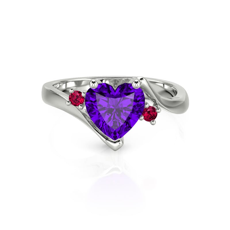 Jeulia Bypass Drei Steine Herzschliff Sterling Silber Personalisiert Ring