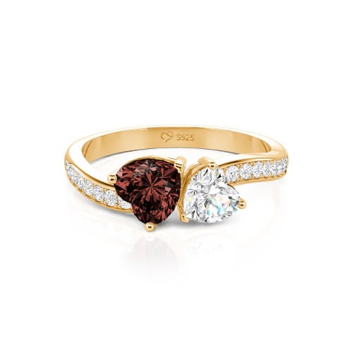 Jeulia Heart Cut Two Stone Wave Design Sterling Silver Engagement Ring