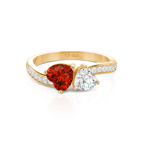 Jeulia Heart Cut Two Stone Wave Design Sterling Silver Engagement Ring