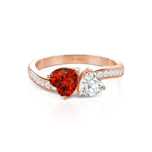 Jeulia Heart Cut Two Stone Wave Design Sterling Silver Engagement Ring
