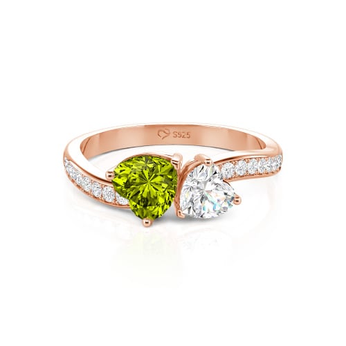 Jeulia Heart Cut Two Stone Wave Design Sterling Silver Engagement Ring