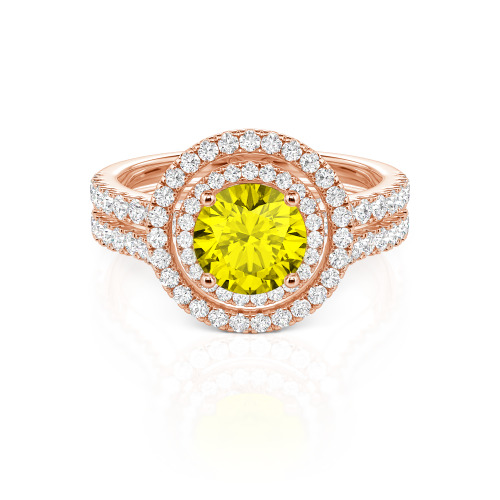Jeulia Custom Round Cut Halo Engagement Ring Set Sterling Silver