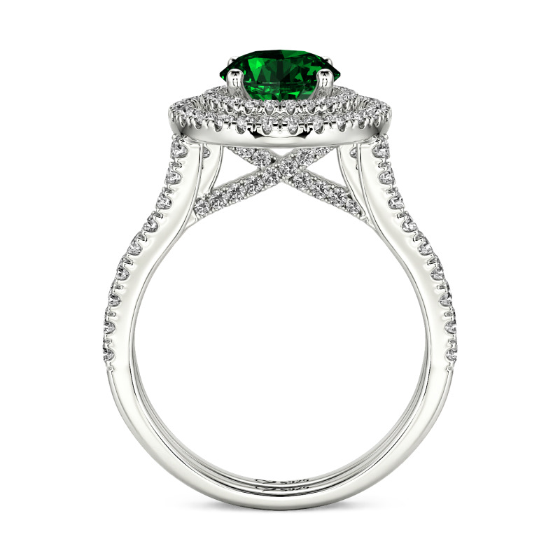 Jeulia Custom Round Cut Halo Engagement Ring Set Sterling Silver