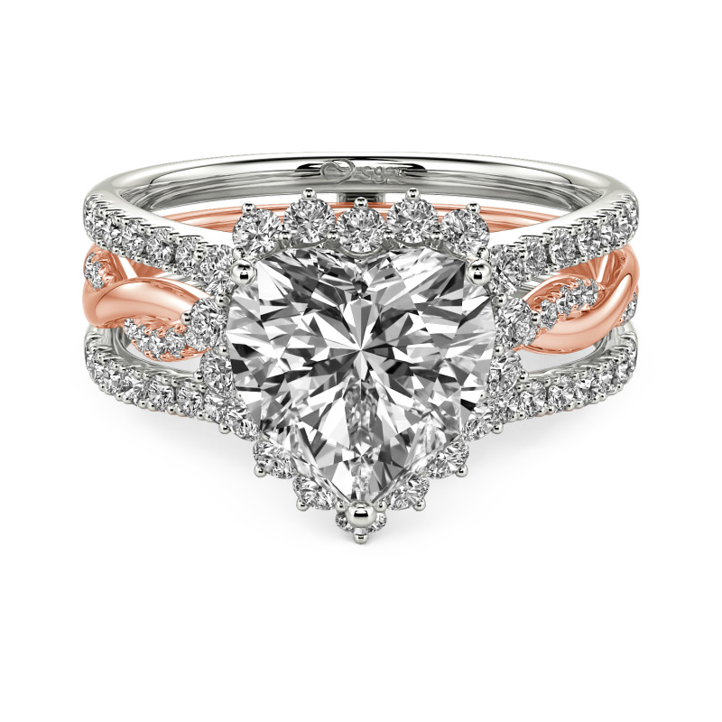 Jeulia Custom Halo Heart Interchangeable Twist  Ring Set