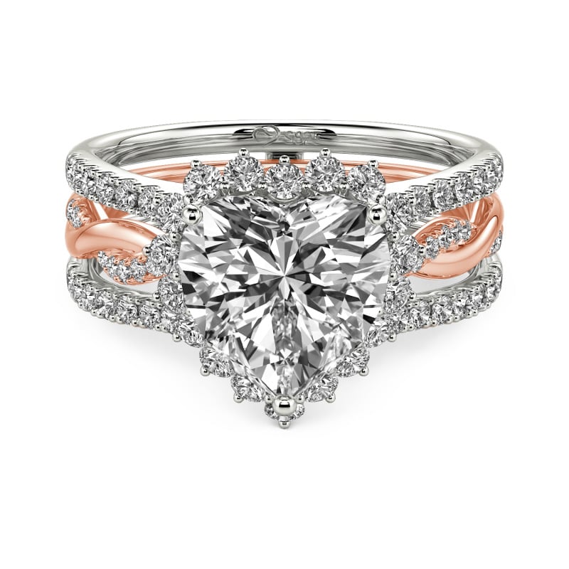 Jeulia Custom Halo Heart Interchangeable Twist Ring Set