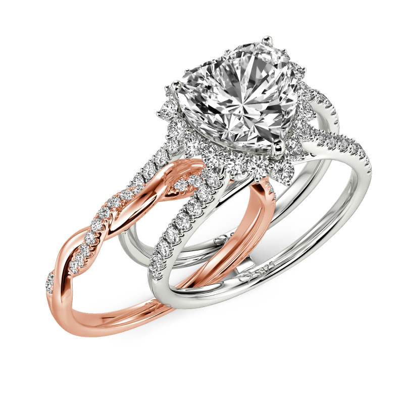 Jeulia Custom Halo Heart Interchangeable Twist  Ring Set