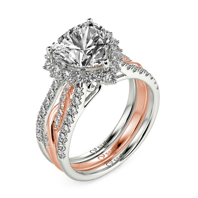 Jeulia Custom Halo Heart Interchangeable Twist  Ring Set