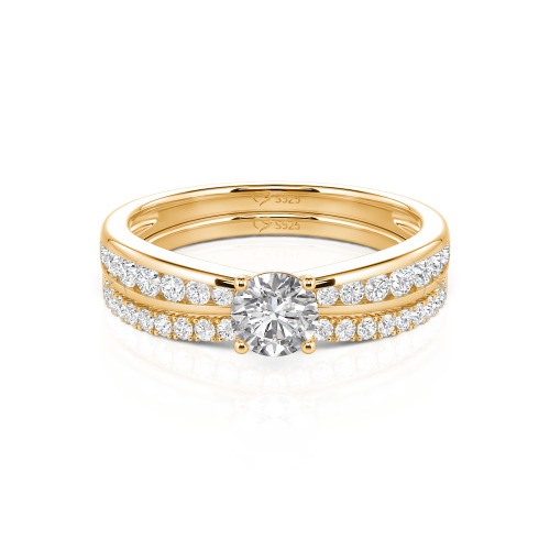 Jeulia Custom Round Cut Engagement Ring Set 2PCS