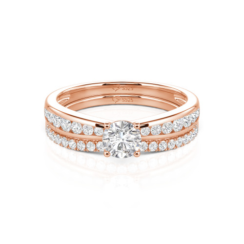 Jeulia Custom Round Cut Engagement Ring Set 2PCS