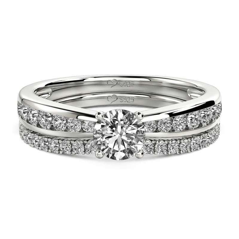 Jeulia Custom Round Cut Engagement Ring Set 2PCS