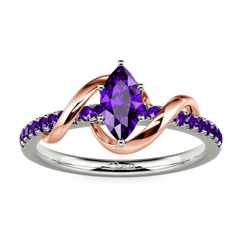 Jeulia Amore Marquise-Cut Engagement Ring Sterling Sliver Jeulia Amore Marquise-Cut Engagement Ring Sterling Sliver