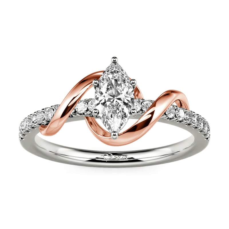 Jeulia Amore Coupe Marquise Bague de fiançailles Argent Sterling