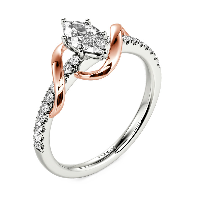 Jeulia Amore Marquise-Cut Engagement Ring Sterling Sliver