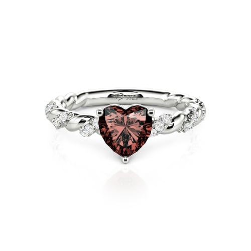 Jeulia Heart Engagement Ring Sterling Silver Twist Design