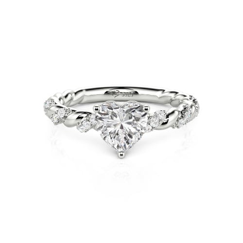 Jeulia Heart Engagement Ring Sterling Silver Twist Design
