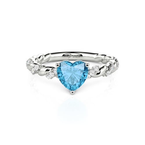 Jeulia Heart Engagement Ring Sterling Silver Twist Design