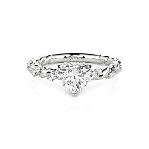 Jeulia Heart Engagement Ring Sterling Silver Twist Design