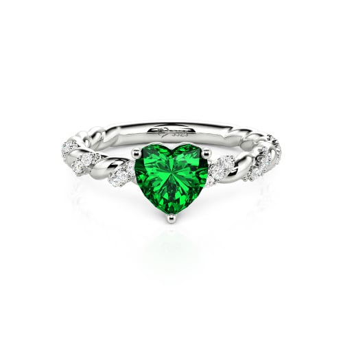 Jeulia Heart Engagement Ring Sterling Silver Twist Design