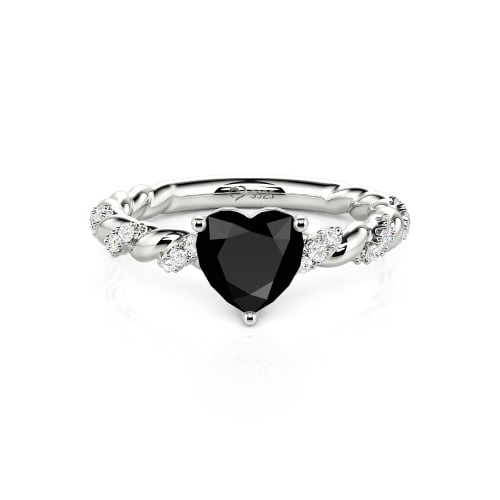 Jeulia Heart Engagement Ring Sterling Silver Twist Design