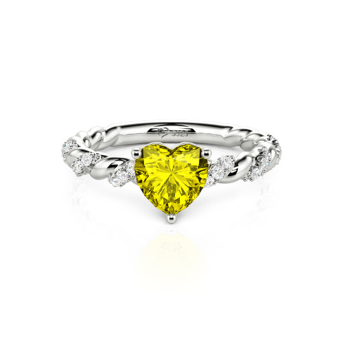 Jeulia Heart Engagement Ring Sterling Silver Twist Design