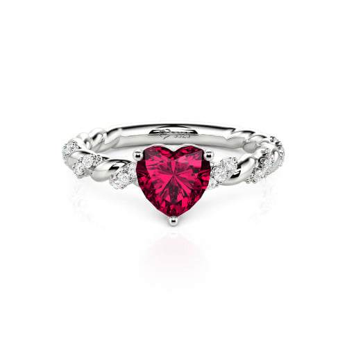 Jeulia Heart Engagement Ring Sterling Silver Twist Design