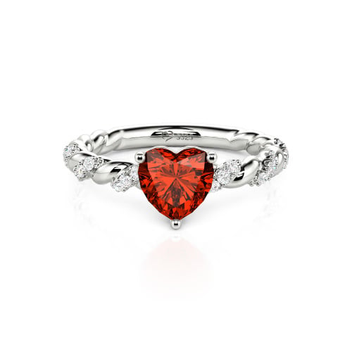 Jeulia Heart Engagement Ring Sterling Silver Twist Design